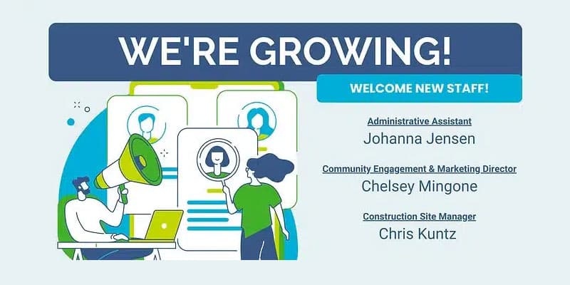 We Are Growing graphic welcoming new staff members