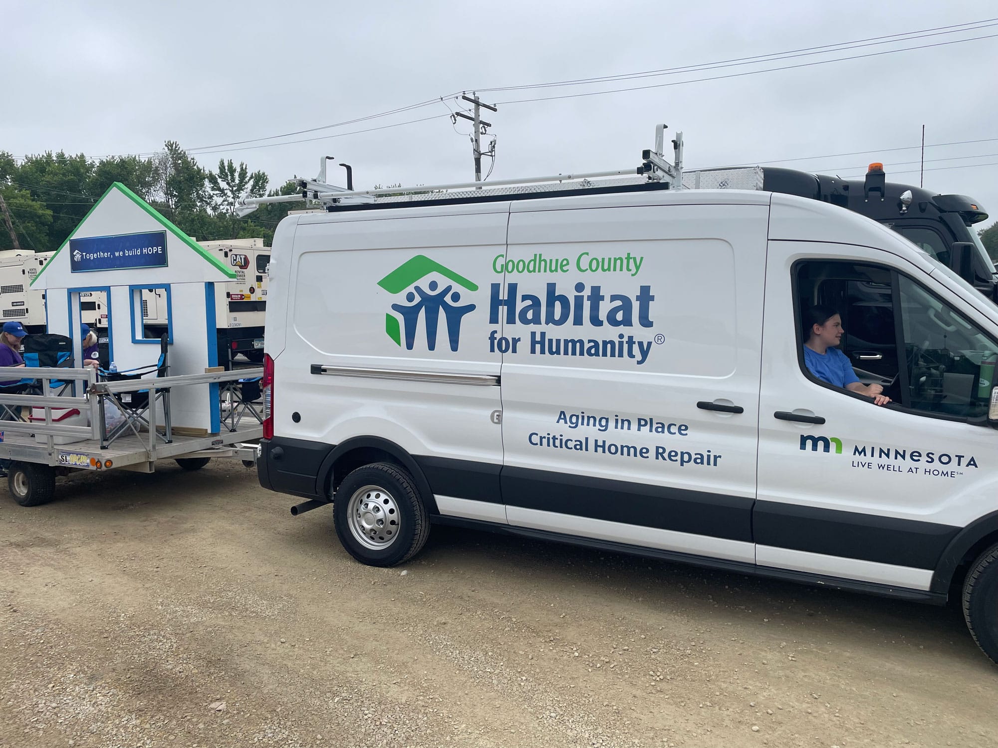 The GCHFH van and float getting ready for a parade