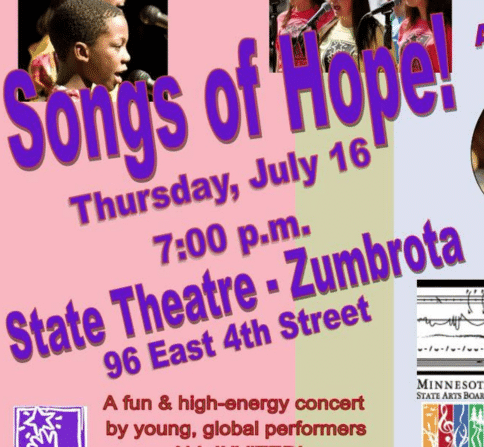 Flyer depicting Songs of Hope