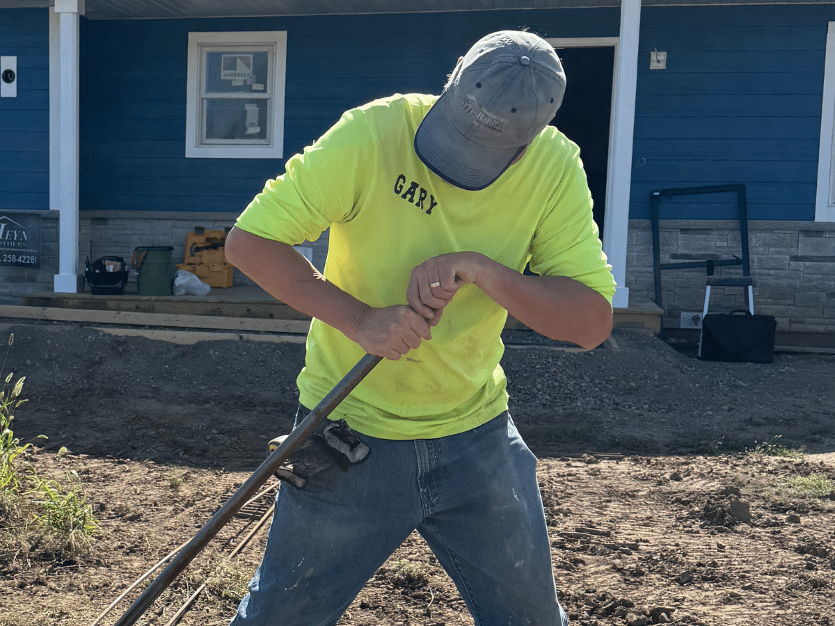 Gary, Habitat volunteer working at a Habitat build site.