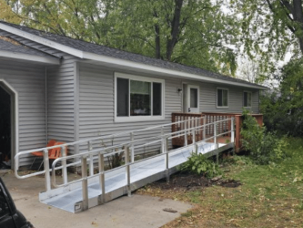 Metal ramp leading into a house.